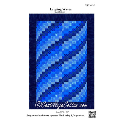 Image of the front cover of the Lapping Waves quilt pattern by Diane McGregor of Castilleja Cotton.
