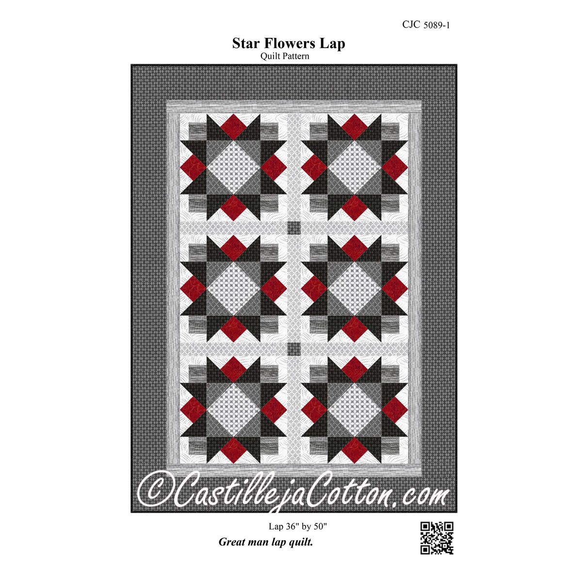 Star Flowers Lap Quilt Pattern CJC-5089 - Paper Pattern