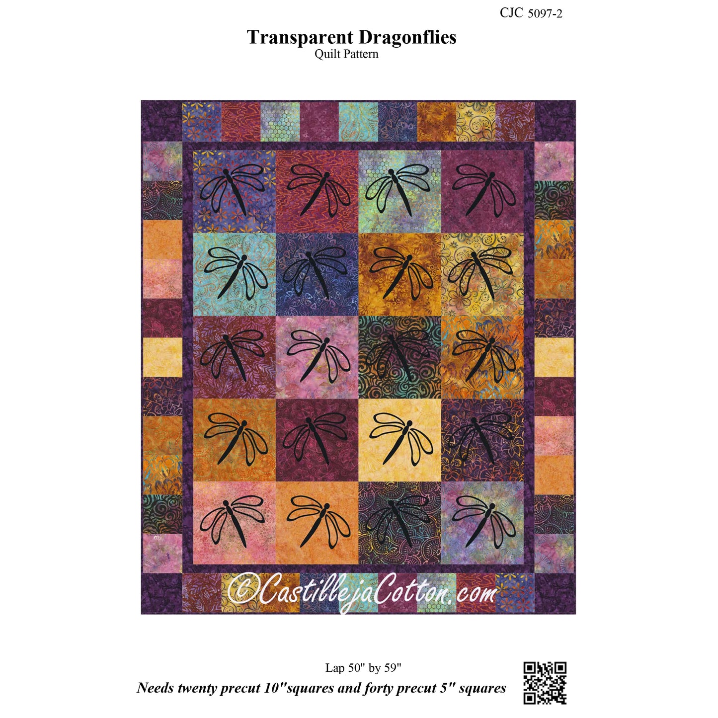 Transparent Dragonflies Quilt Pattern CJC-50972 - Paper Pattern