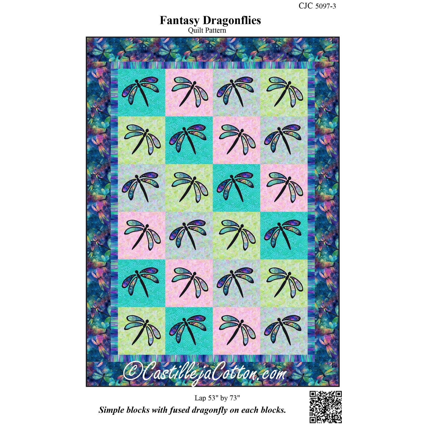 Cover image of pattern for Fantasy Dragonflies Quilt.