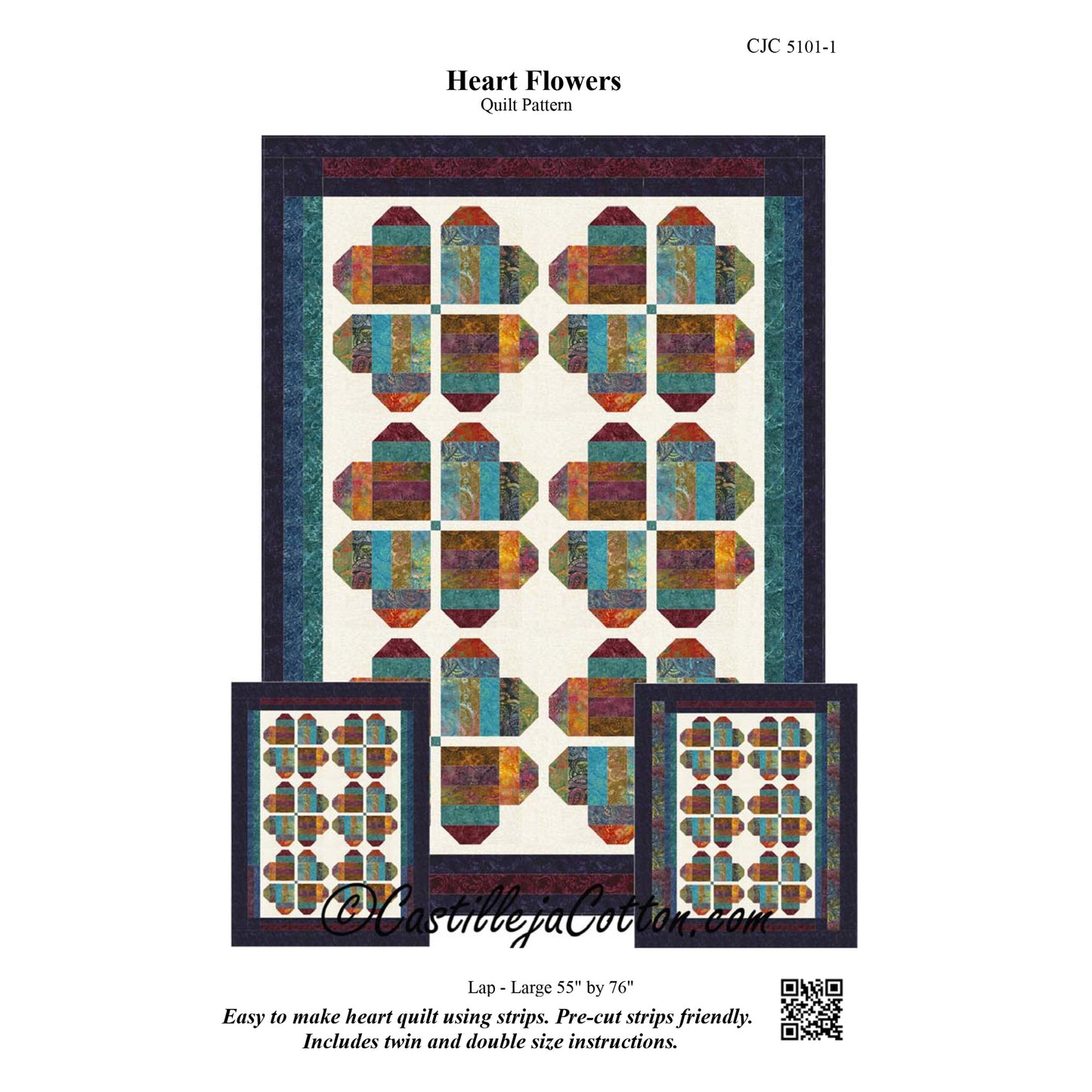 Heart Flowers Quilt CJC-5101e - Downloadable Pattern