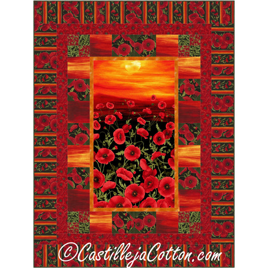 Sunset Poppies Quilt CJC-51141e - Downloadable Pattern