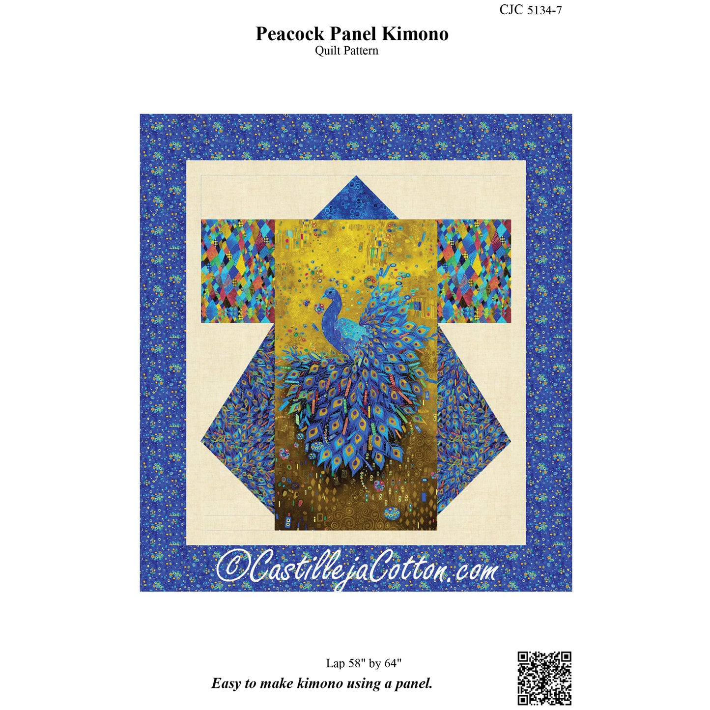 Cover image of pattern for Peacock Panel Kimono Quilt.