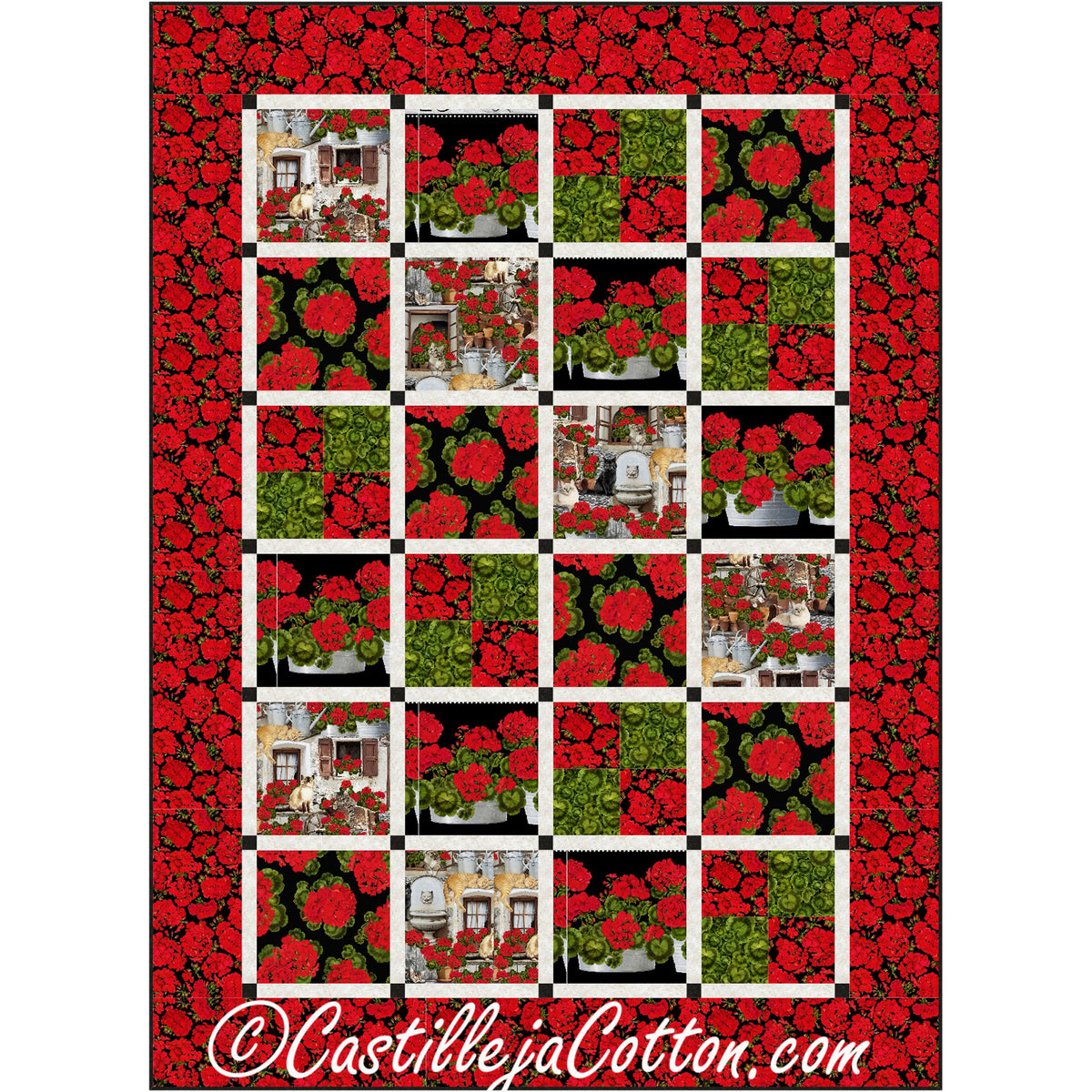 Geraniums Quilt CJC-51451e - Downloadable Pattern