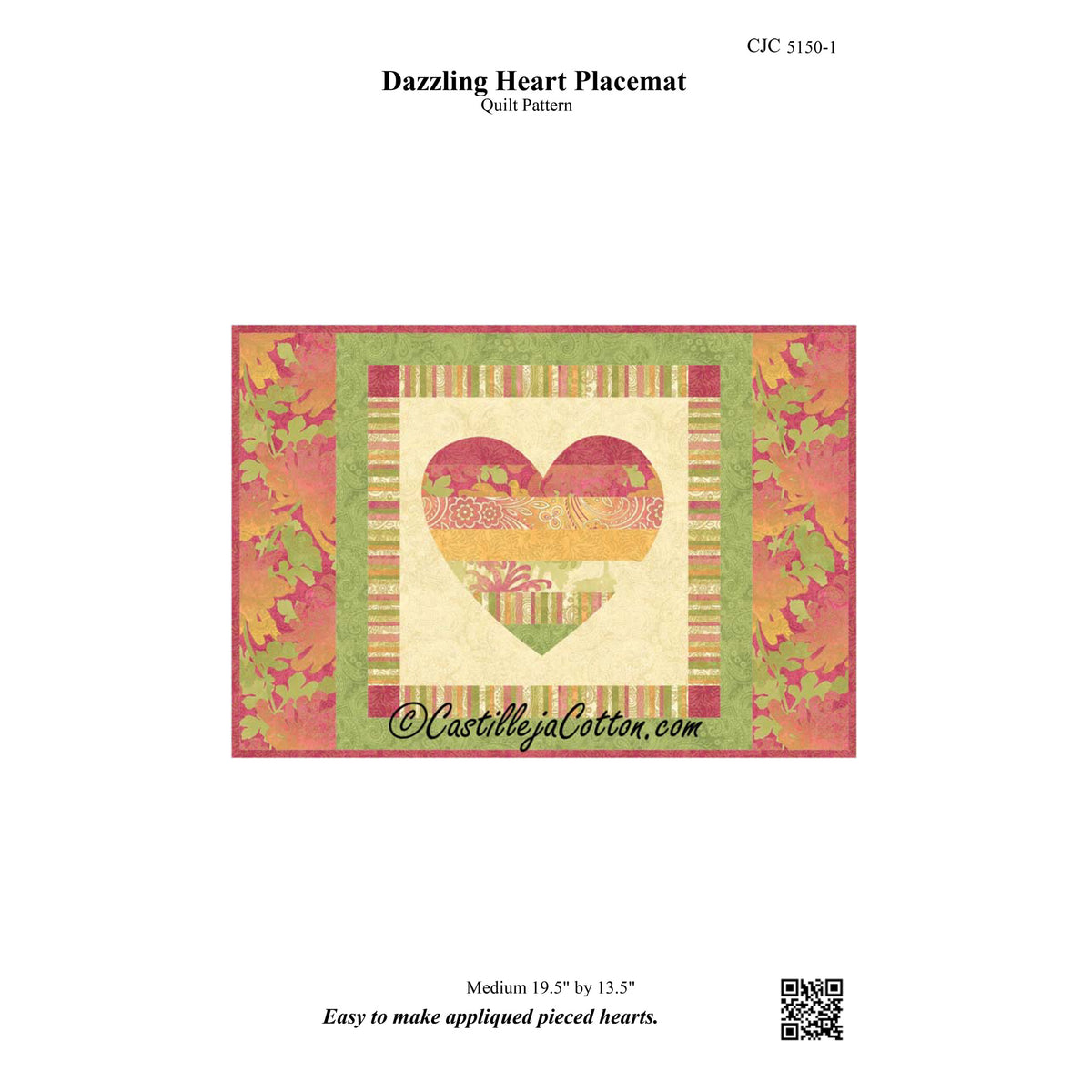 Dazzling Heart Placemat Quilt CJC-51501e - Downloadable Pattern