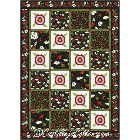 Flowers and Squares Quilt CJC-51551e - Downloadable Pattern