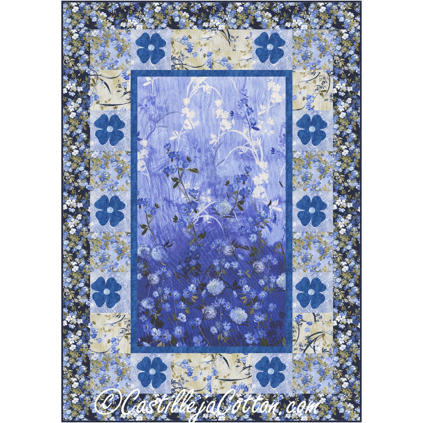 Field of Blue Flowers Quilt CJC-51561e - Downloadable Pattern