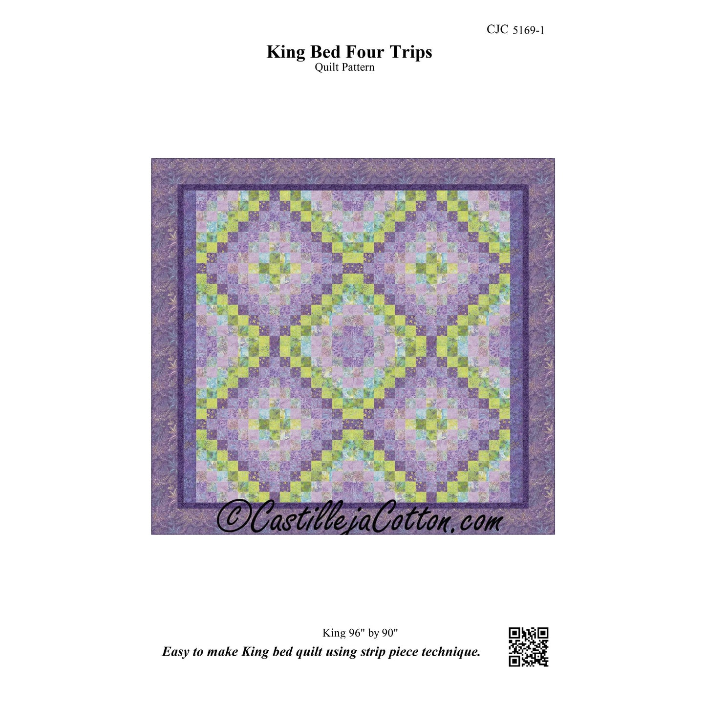 King Bed Four Trips Quilt Pattern CJC-51691 - Paper Pattern