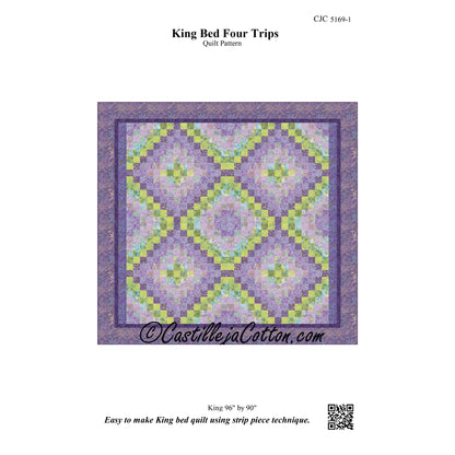 King Bed Four Trips Quilt Pattern CJC-51691 - Paper Pattern