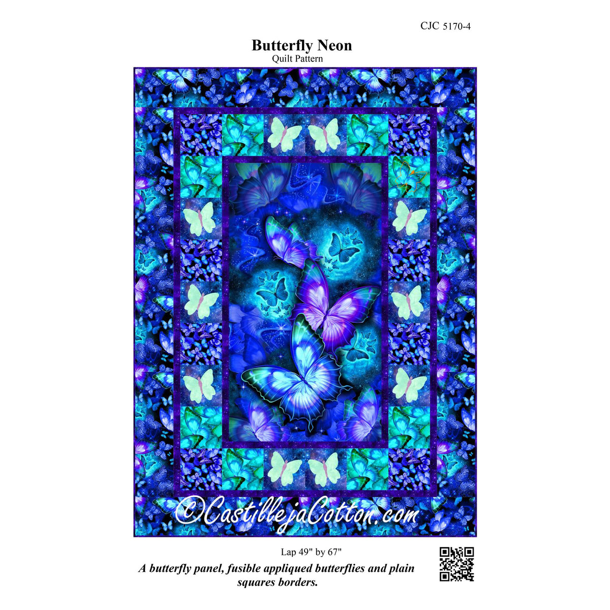 Butterfly Neon Quilt CJC-51704e - Downloadable Pattern