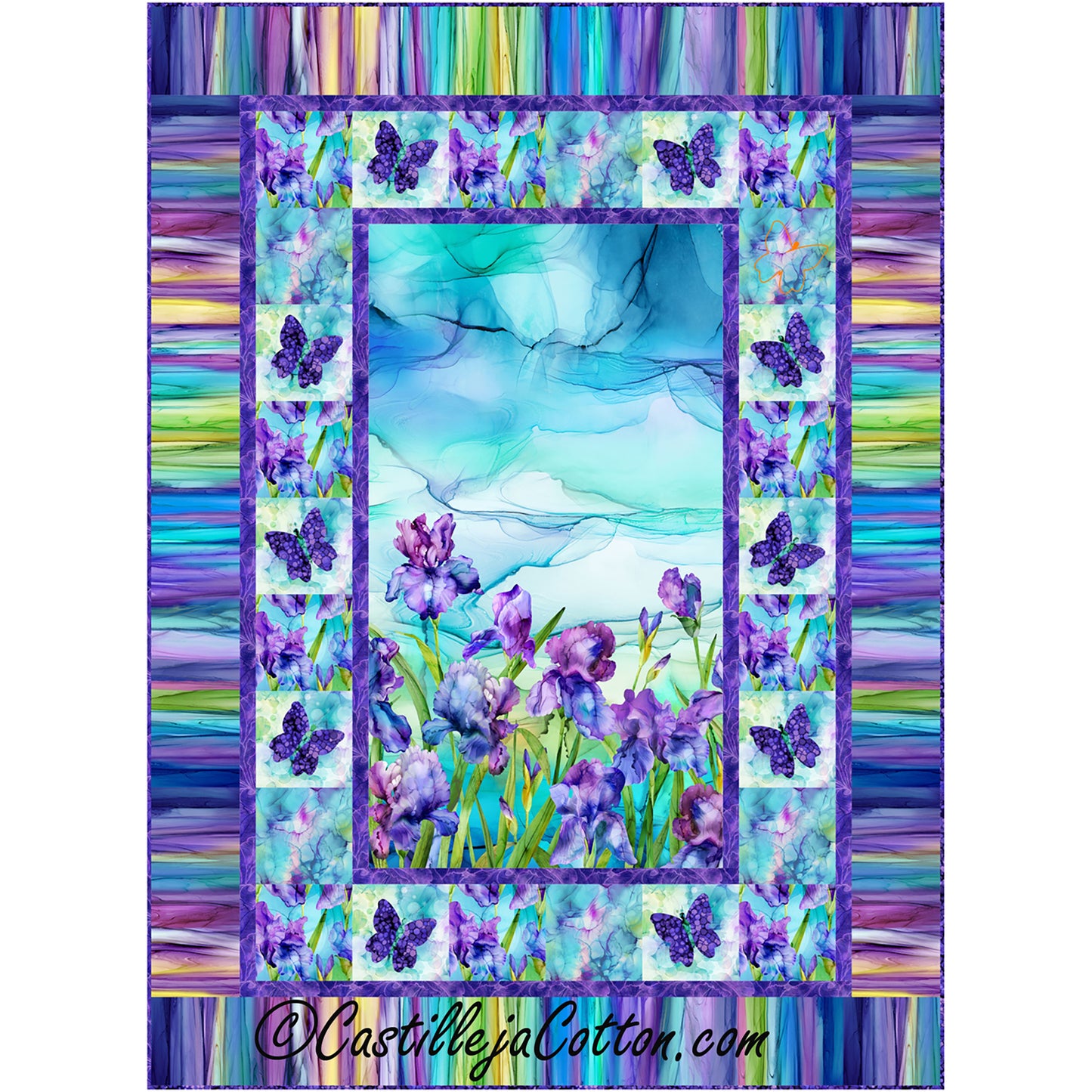 Iris and Butterflies Quilt CJC-51705e - Downloadable Pattern