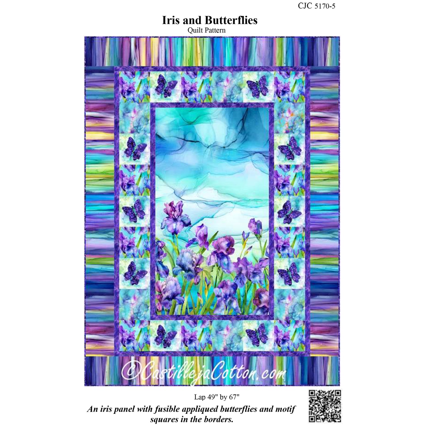 Iris and Butterflies Quilt CJC-51705e - Downloadable Pattern