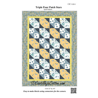 Triple Four Patch Stars Quilt CJC-51891e - Downloadable Pattern