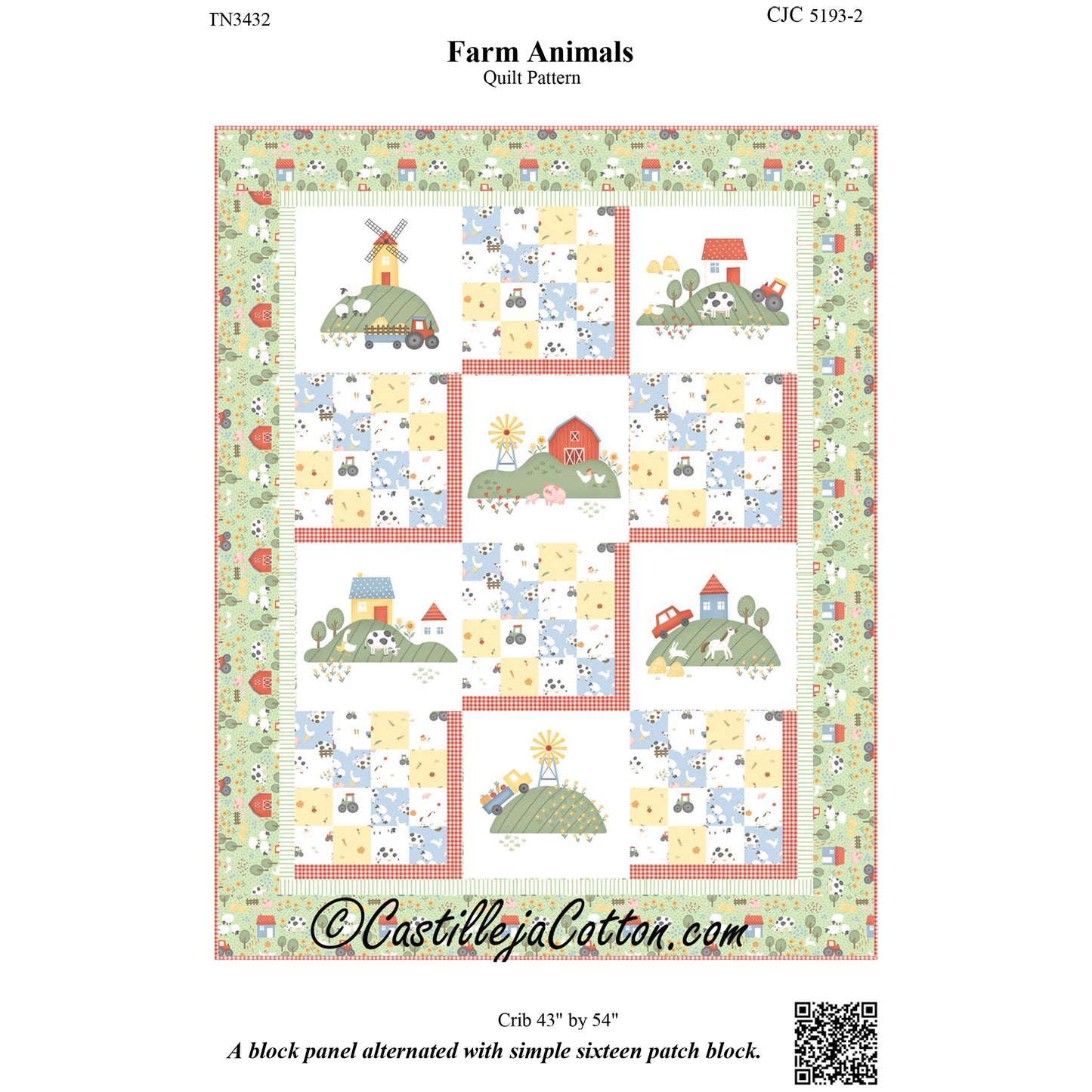 Cover image of pattern for Farm Animals Quilt.