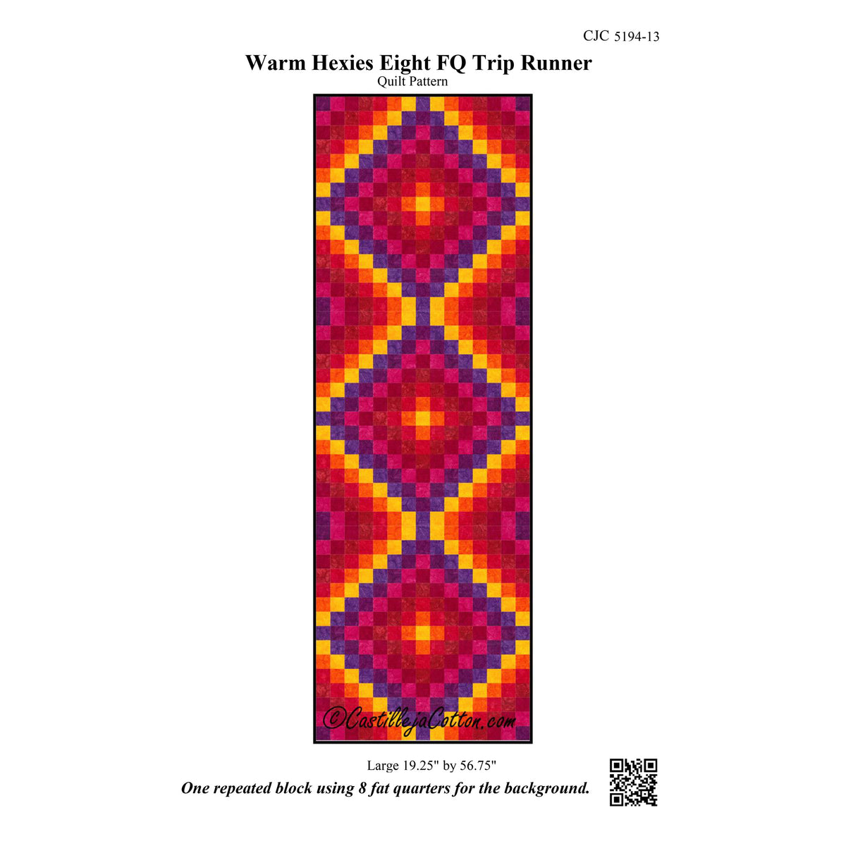 Warm Hexies Eight FQ Trip Runner Quilt Pattern CJC-519413w  - Wholesale Product