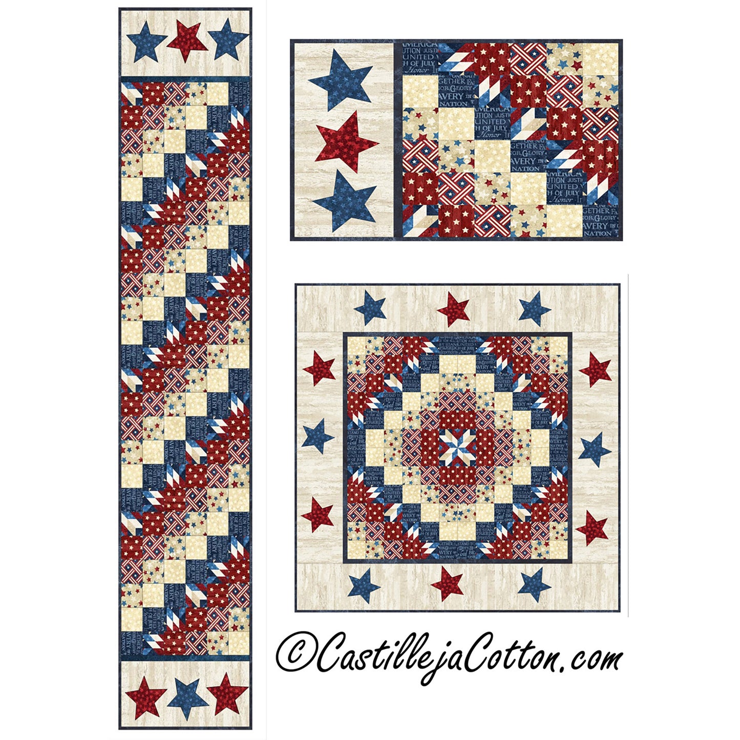 Stars and Strips Sixes Table Set Pattern CJC-52014 - Paper Pattern