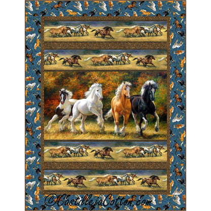 Horses Running Panel Quilt CJC-52041e - Downloadable Pattern