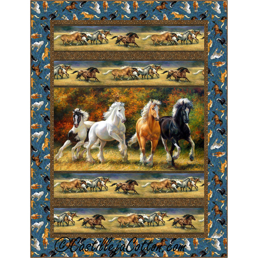 Horses Running Panel Quilt CJC-52041e - Downloadable Pattern