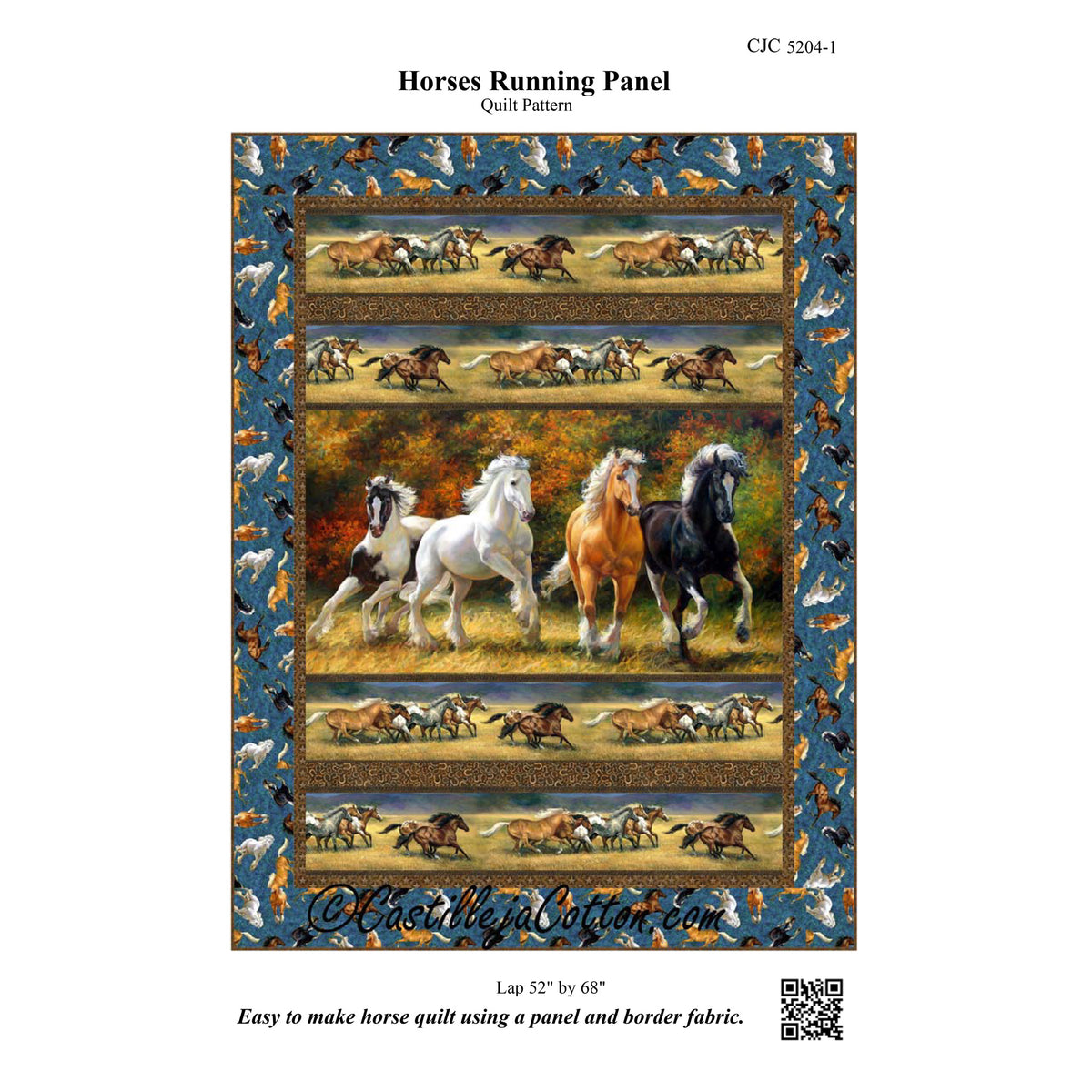 Horses Running Panel Quilt CJC-52041e - Downloadable Pattern