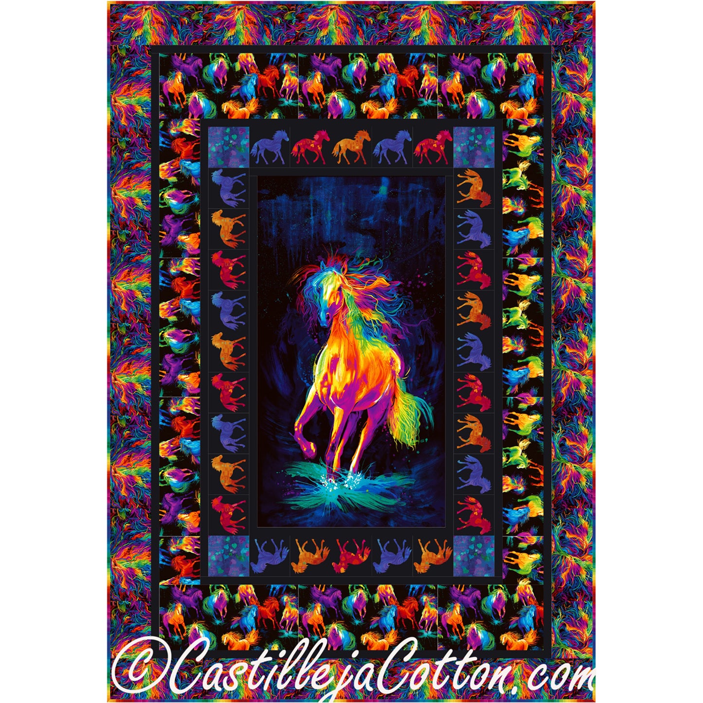 Electric Horses Panel Quilt CJC-52051e - Downloadable Pattern