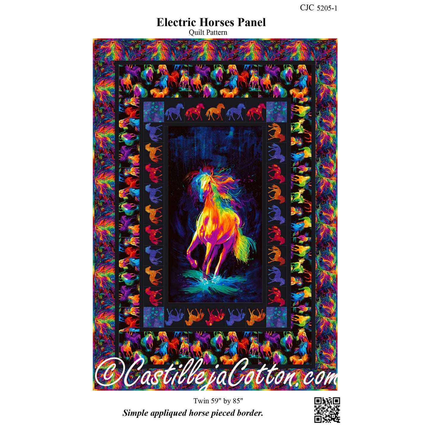 Electric Horses Panel Quilt CJC-52051e - Downloadable Pattern