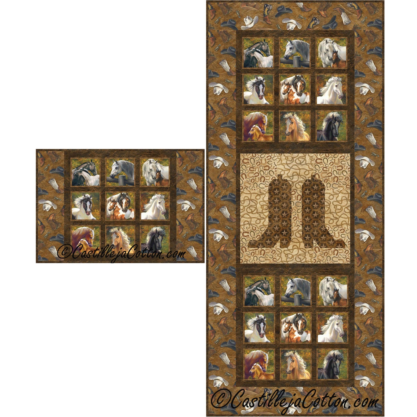 Horse and Boots Table Set Quilt CJC-52110e - Downloadable Pattern