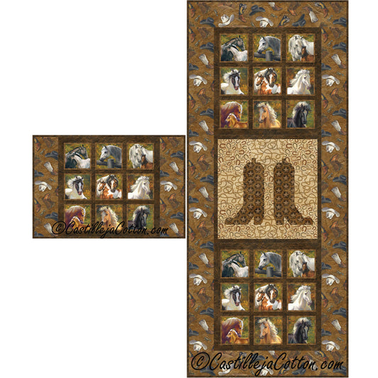 Horse and Boots Table Set Quilt Pattern CJC-52110 - Paper Pattern