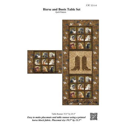 Horse and Boots Table Set Quilt CJC-52110e - Downloadable Pattern
