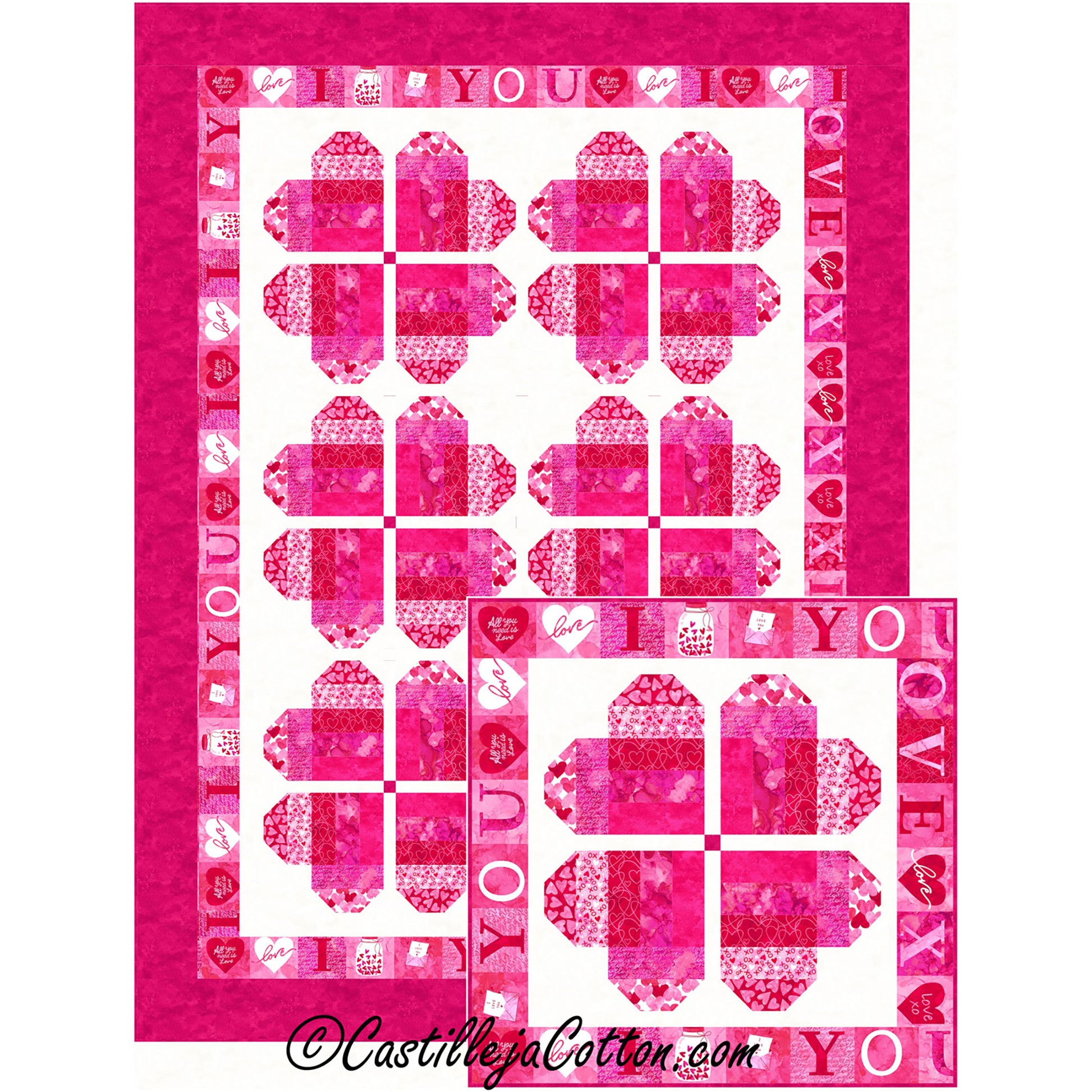 Forever Heart Posies quilt features pieced hearts that make flowers.