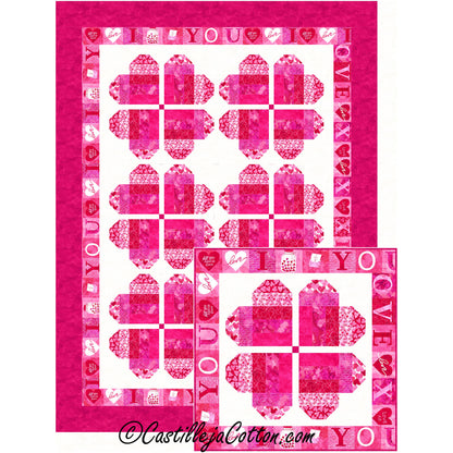 Forever Heart Posies quilt features pieced hearts that make flowers.