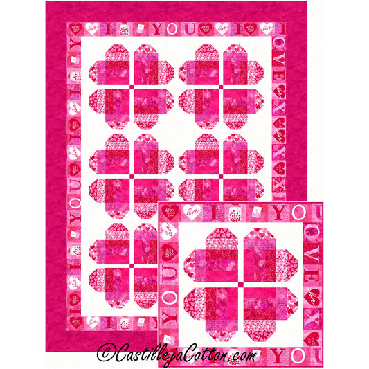 Forever Heart Posies quilt features pieced hearts that make flowers.