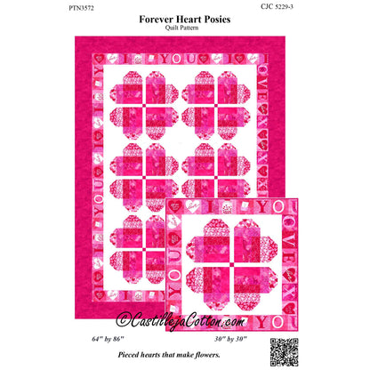 Cover image of pattern for Forever Heart Posies quilt.
