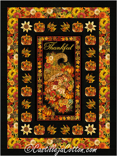 Thankful Pumpkin and Leaves Quilt CJC-52442e - Downloadable Pattern