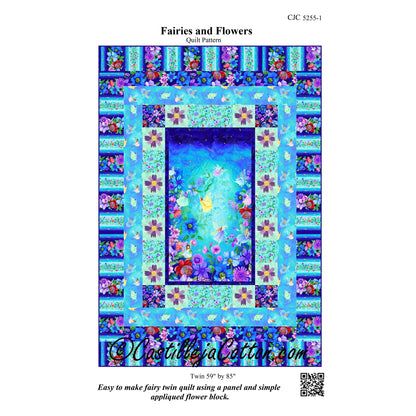 Image of the cover for the Fairies and Flowers quilt pattern by Diane McGregor of Castilleja Cotton.