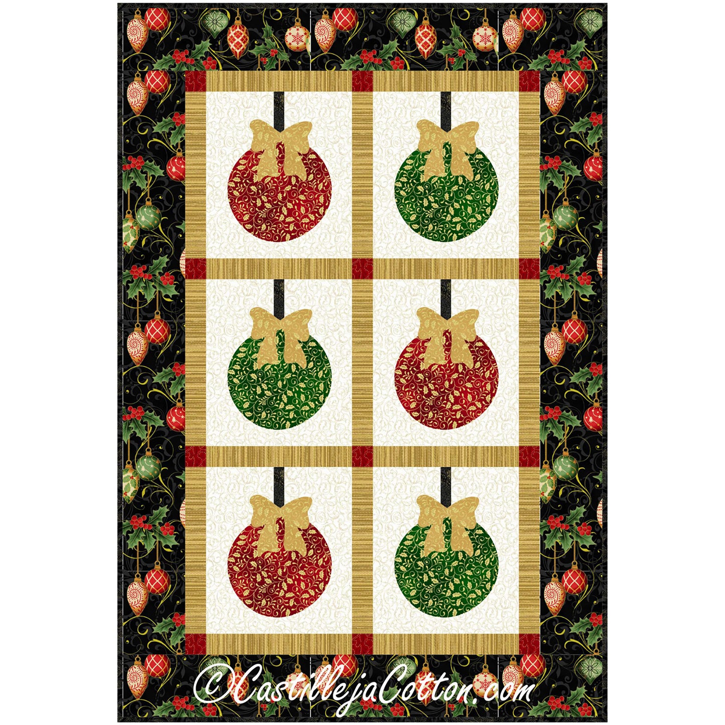 Glittering Ornaments Wall Hanging or Table Runner Pattern CJC-52632 - Paper Pattern