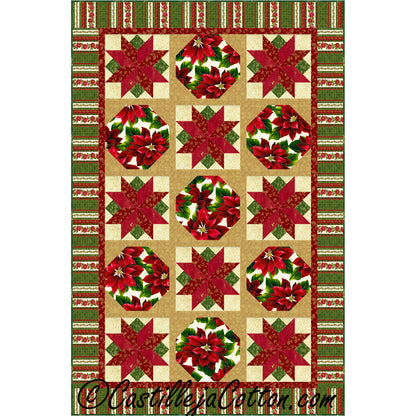 Poinsettia Stars Quilt Pattern CJC-52651w  - Wholesale Product