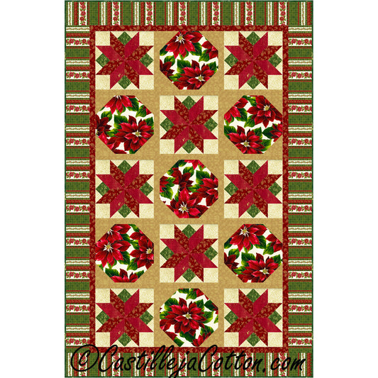 Poinsettia Stars Quilt Pattern CJC-52651 - Paper Pattern