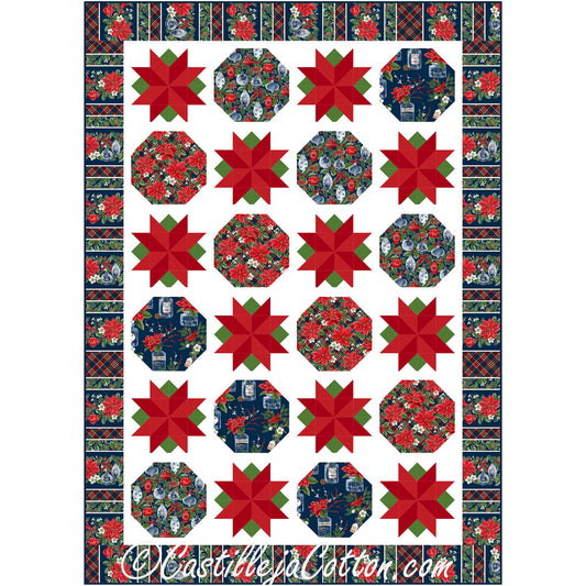 Poinsettia Stars Lap Quilt Pattern CJC-52652 - Paper Pattern