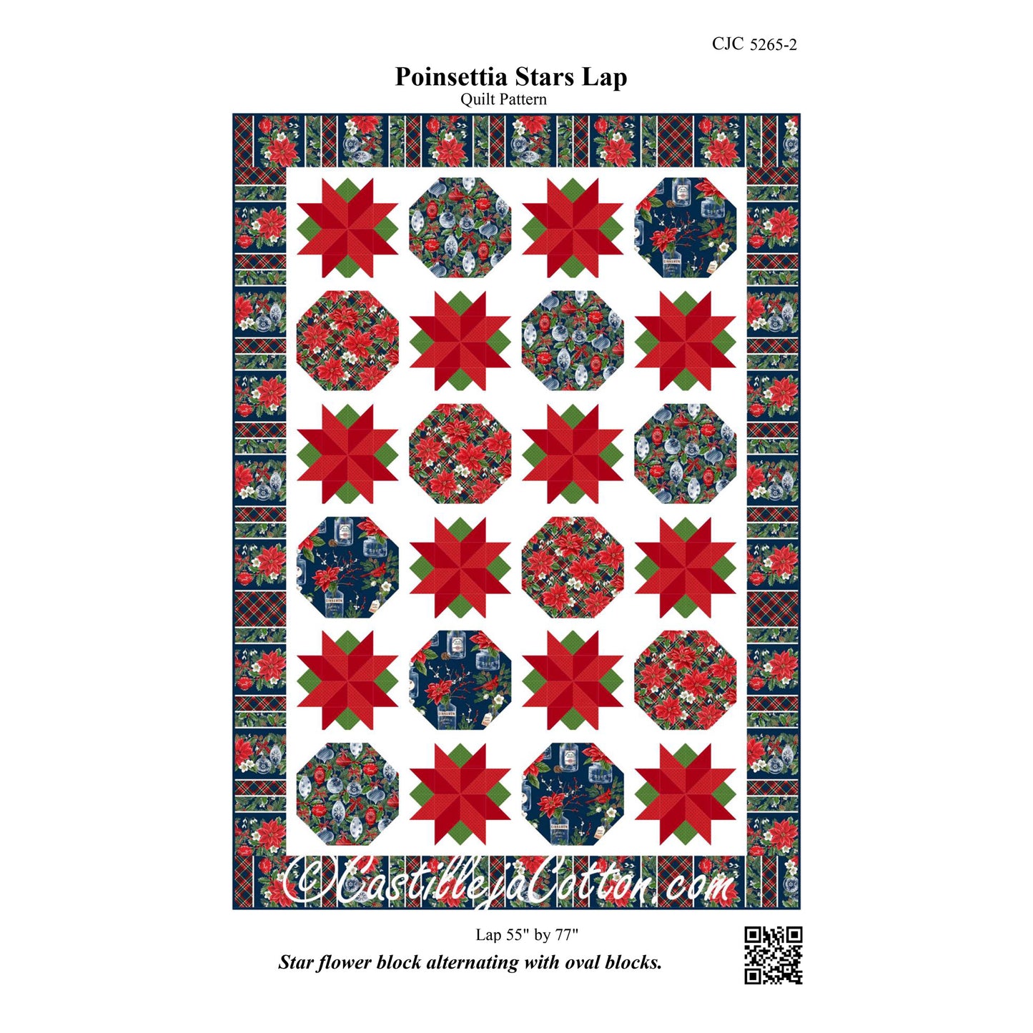 Poinsettia Stars Lap Quilt Pattern CJC-52652 - Paper Pattern