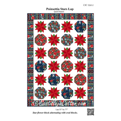 Poinsettia Stars Lap Quilt Pattern CJC-52652 - Paper Pattern