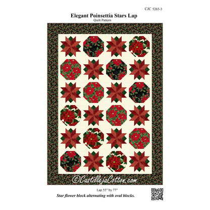 Elegant Poinsettia Stars Lap Quilt Pattern CJC-52653 - Paper Pattern