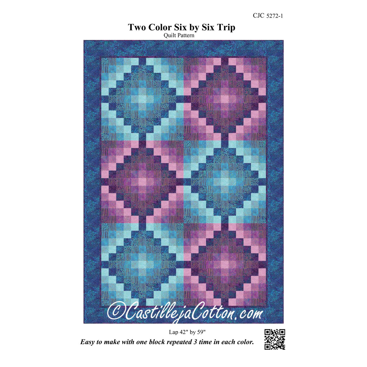 Two Color Six by Six Trip Quilt Pattern CJC-52721w  - Wholesale Product