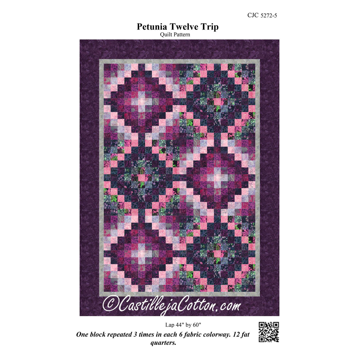 Petunia Twelve Trip Quilt Pattern CJC-52725 - Paper Pattern