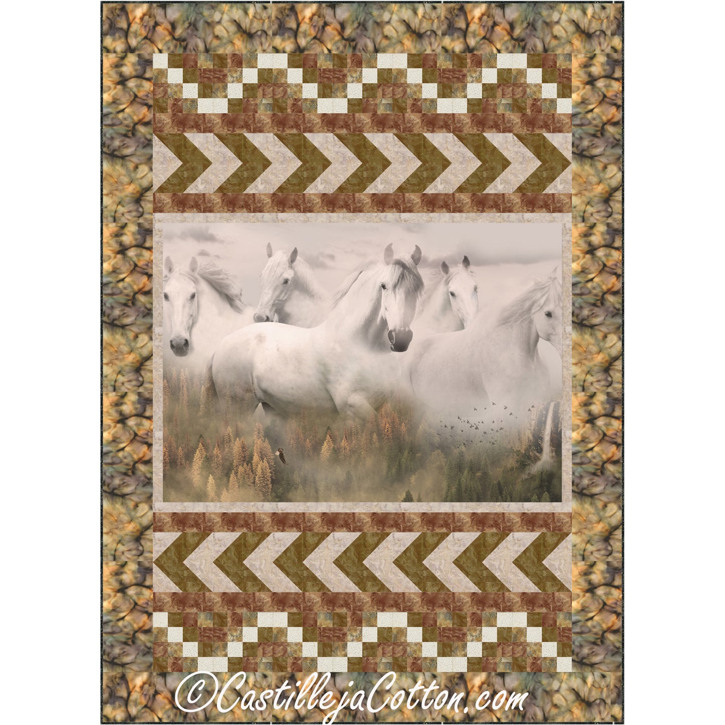 Wild Gray Horses Quilt Pattern CJC-53111 - Paper Pattern