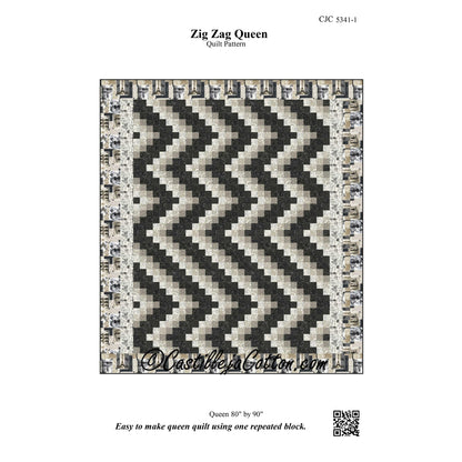 Zig Zag Queen quilt pattern with chevron design on a white background