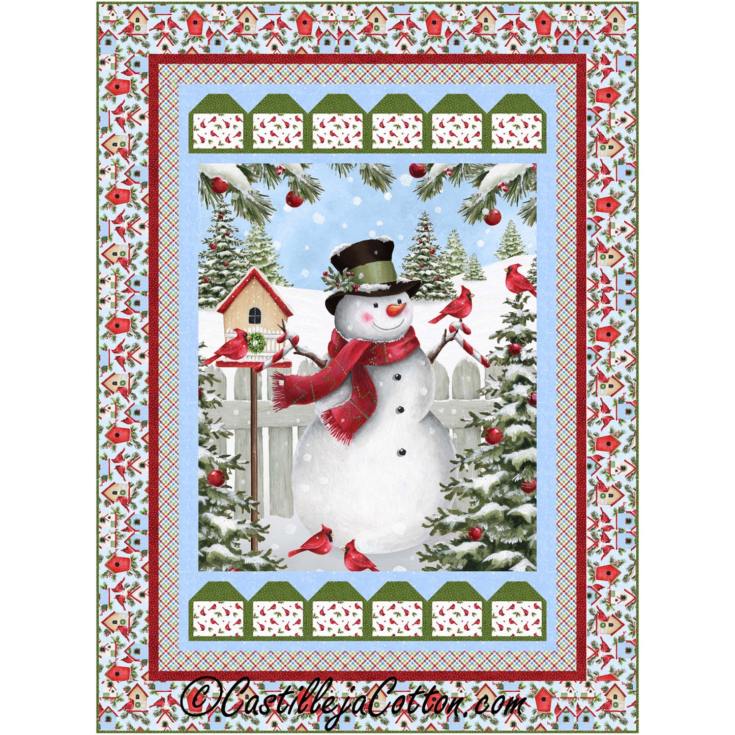 Snowman and Cardinals Quilt Pattern CJC-53493 - Paper Pattern