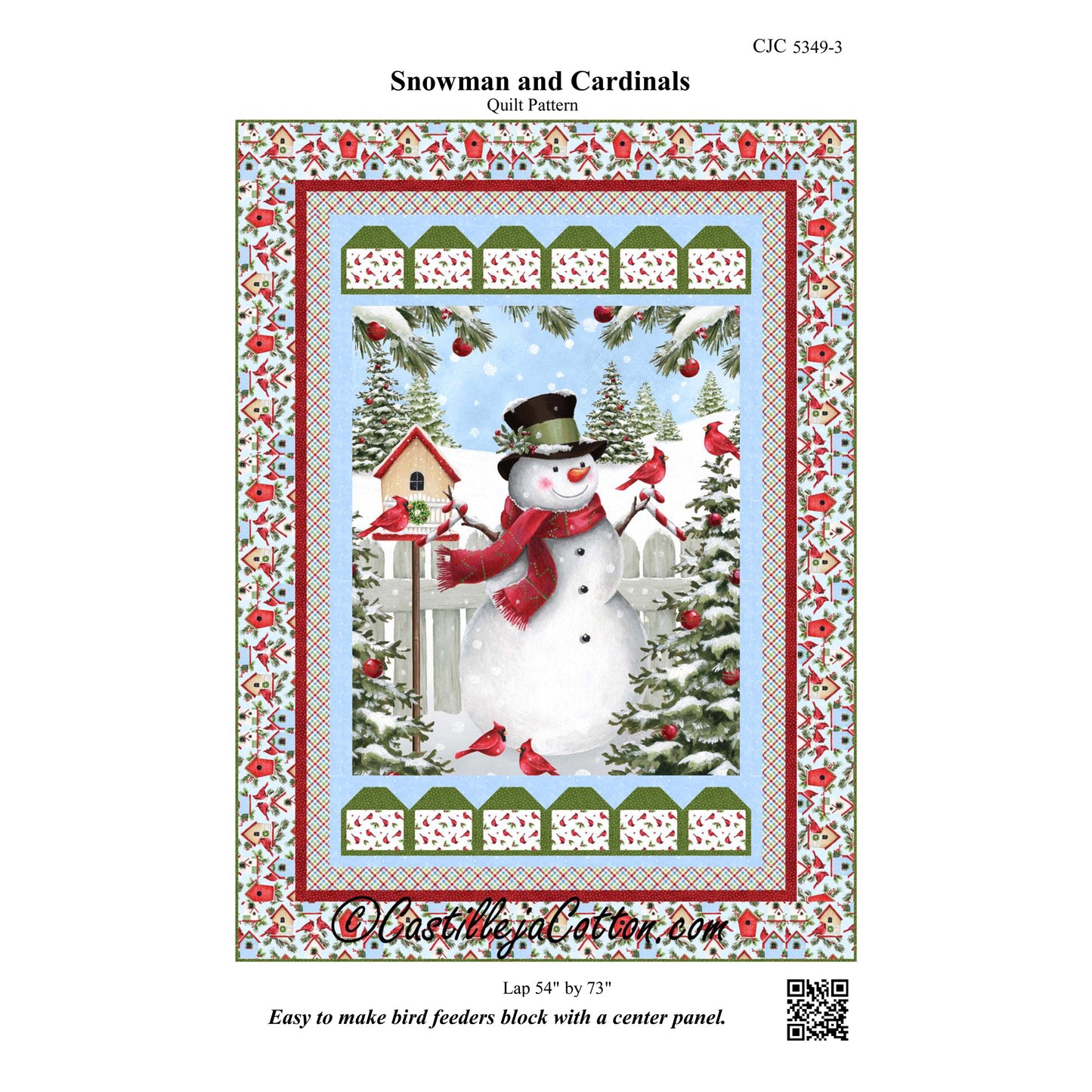 Snowman and Cardinals Quilt Pattern CJC-53493 - Paper Pattern