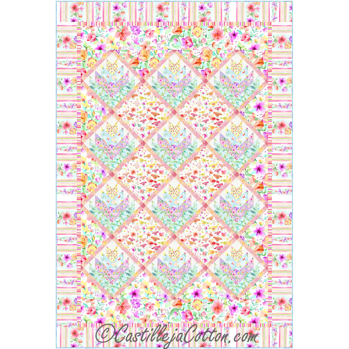 Blooming Log Cabins Quilt Pattern CJC-53602 - Paper Pattern