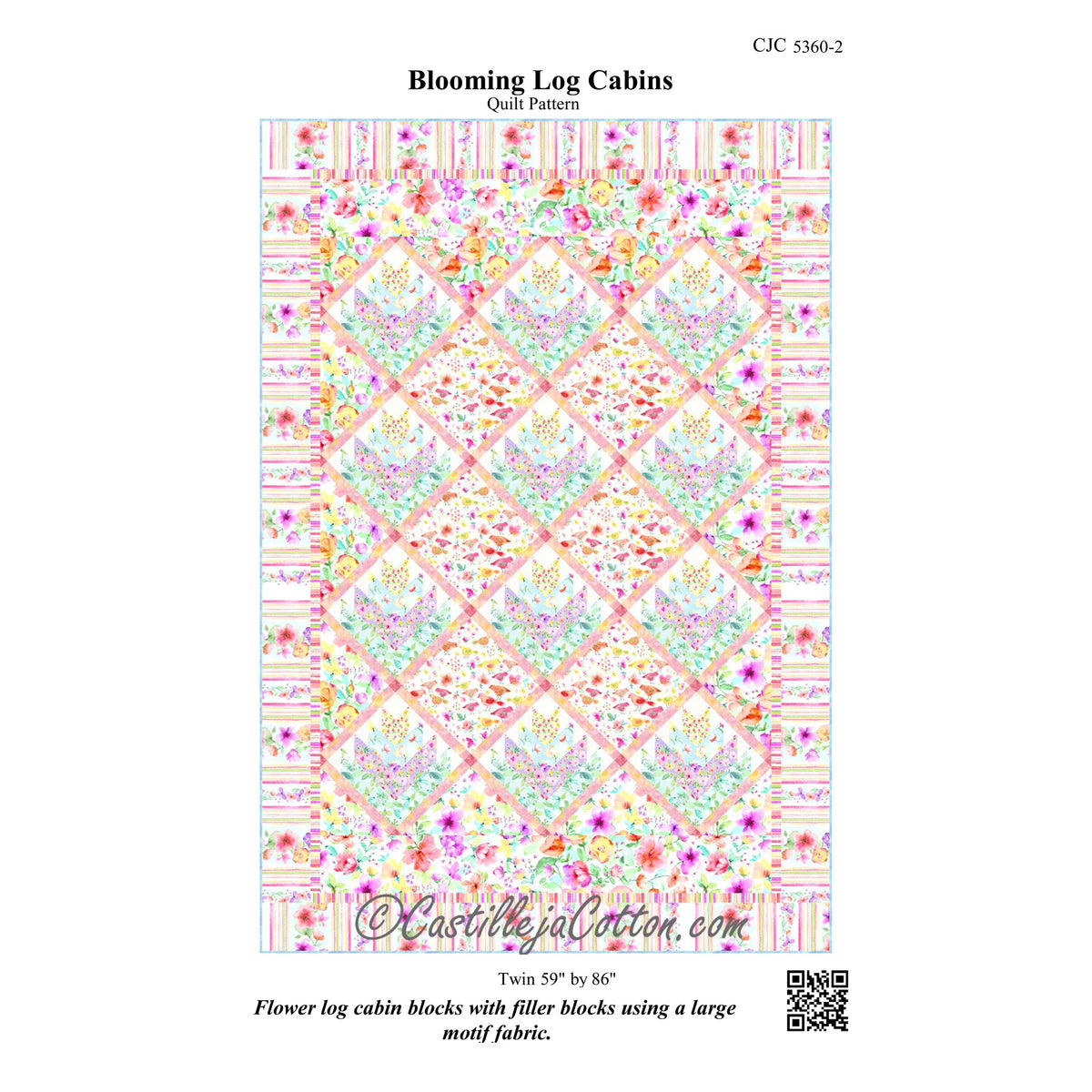 Blooming Log Cabins Quilt Pattern CJC-53602 - Paper Pattern