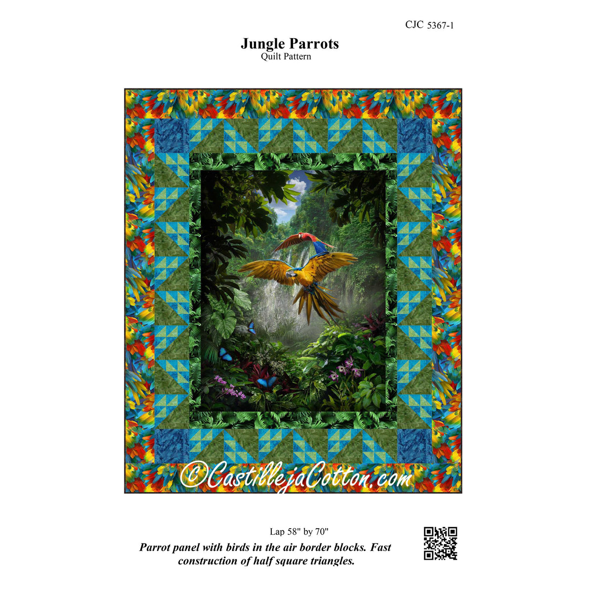 Jungle Parrots Quilt CJC-53671e - Downloadable Pattern